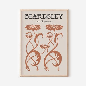 Aubrey Beardsley Vintage Art Exhibition Poster, Art Nouveau Poster, Beardsley Flower Poster, Flower Print, Floral Art, Digital Download