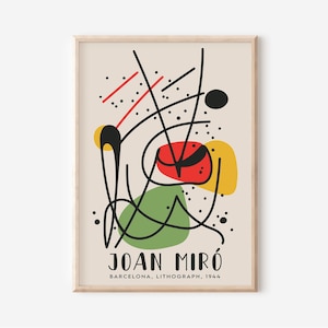 Joan Miro Vintage Art Ausstellung Print, Joan Miro Lithographie Poster, moderne abstrakte Kunst, hochwertiger Digitaldruck