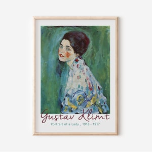 Gustav Klimt Art Print, Portrait of a lady poster, Gustav Klimt Exhibition Woman Poster