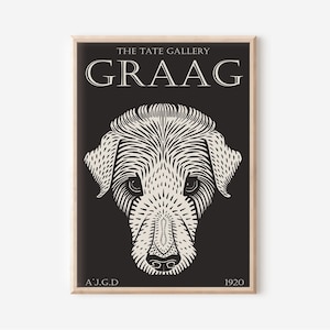 Póster de exposición de arte vintage de Julie de Graag, impresión de cabeza de perro, póster de perro de Graag, impresión de perro, impresión de arte vintage, descarga digital de alta calidad