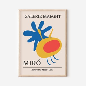 Joan Miro Vintage Art Exhibition Poster, Miro Printable Wall Art Poster, Joan Miro Art Print, Miro Digital Download
