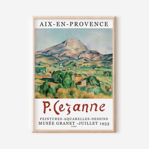 Manifesto della mostra di Cézanne, stampa artistica di Paul Cezanne, manifesto della mostra d'epoca di Paul Cezanne, manifesto del Mont Sainte-Victoire, stampabile di alta qualità