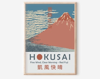 Hokusai Fuji Print, Hokusai Japanese Poster, Hokusai Vintage Exhibition Print, Printable Art