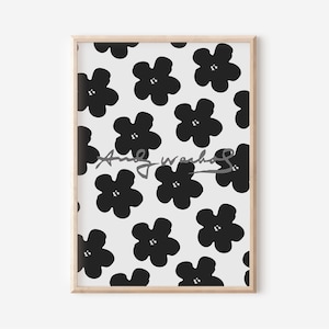 Andy Warhol Flowers poster, Flower print, Black and White exhibition poster, Andy warhol printable