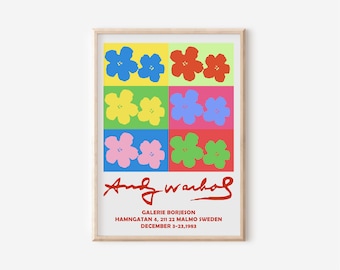 Andy Warhol Vintage Exhibition Poster, Warhol Flowers Print, Andy Warhol Pop Art Print, Andy Warhol Flowers Poster