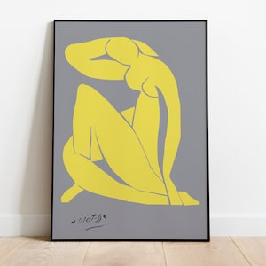 Henri Matisse Poster, Blue Nude II, PANTONE Color of the Year 2021, Illuminating, Ultimate Grey, Yellow on Grey, French Art image 1