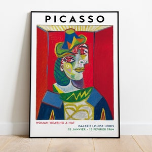 Pablo Picasso Exhibition Poster, Picasso Art, Woman Wearing a Hat Print, Picasso Abstract Art, Printable High Quality Poster