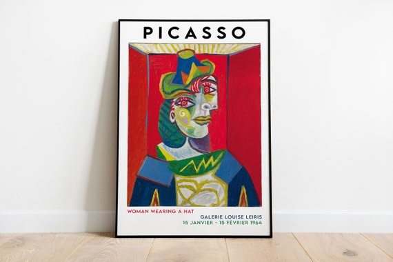 ピカソ展ポスター：帽子をかぶった女性抽象芸術（デジタルダウンロード
