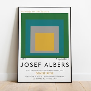 Josef Albers Vintage Exhibition Poster, Apparition 1959 Artwork, Printable Museum Affiche, Geometric Art