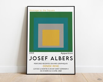 Josef Albers Vintage Ausstellungsplakat, Erscheinung 1959 Kunstwerk, druckbare Kunst, geometrische Kunst