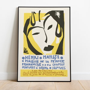 Henri Matisse Ausstellungsposter Vintage Ausstellungsdruck, Matisse Wandkunst, 1950