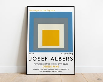 Josef Albers Vintage Exhibition Poster, Ascending 1953 Artwork, Printable Museum Affiche, Geometric Art