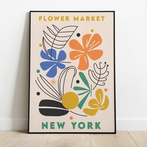 Flower Market New York Print, Flower Market Poster, Floral Art Print, Colorful Flower Market, Home Gallery Wall Art, Trendy Flower Print