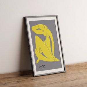 Henri Matisse Poster, Blue Nude II, PANTONE Color of the Year 2021, Illuminating, Ultimate Grey, Yellow on Grey, French Art image 2