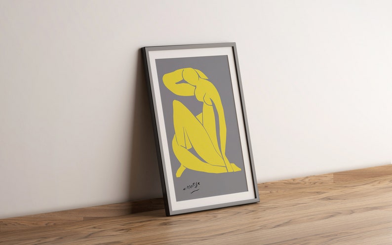 Henri Matisse Poster, Blue Nude II, PANTONE Color of the Year 2021, Illuminating, Ultimate Grey, Yellow on Grey, French Art image 2