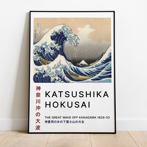 Katsushika Hokusai The Great Wave Exhibition Poster Japanese Art Poster High Quality Printable Vintage Art