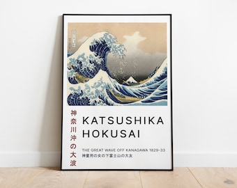 Katsushika Hokusai The Great Wave Exhibition Poster Japanese Art Poster High Quality Printable Vintage Art