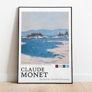 Poster della mostra d&#39;arte vintage Claude Monet, pittura del fiordo di Christiania, arte francese, arte stampabile di alta qualità