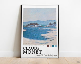 Claude Monet Vintage Art Exhibition Poster, Fjord de Christiania Painting, French Art, Printable High Quality Art