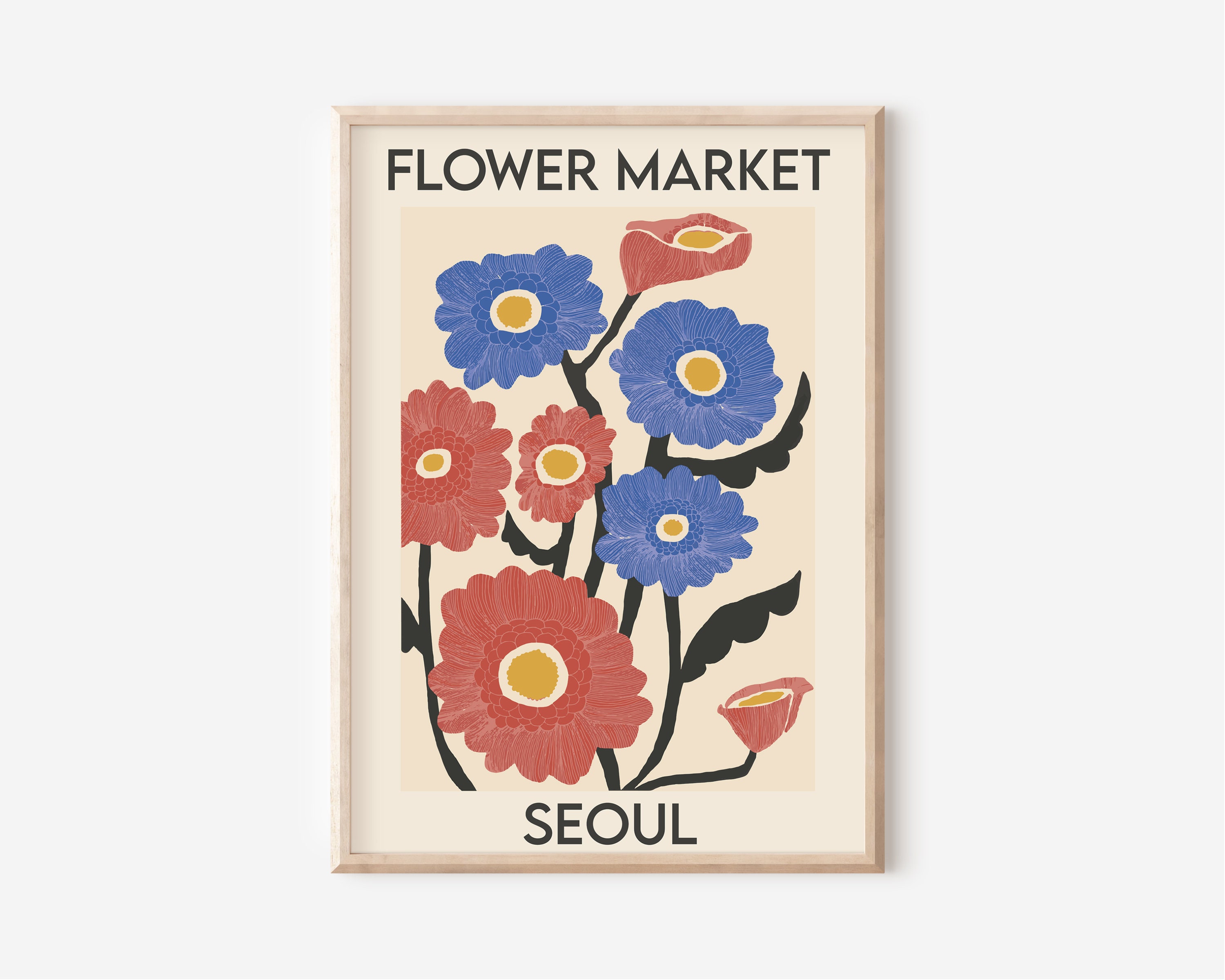 Flower ポスター　６枚セット Flower Market Print Set of 6, Floral Posters, Botanical Wall