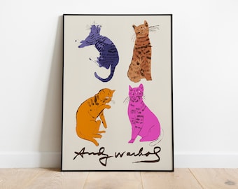 Lámina artística de gato de Andy Warhol: póster vintage de pop art (descarga digital)