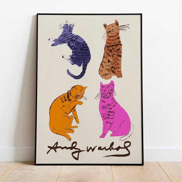 Andy Warhol Cat Print, Andy Warhol Pussy Art Poster, Andy Warhol Vintage Poster,  Hiqh Quality Printable