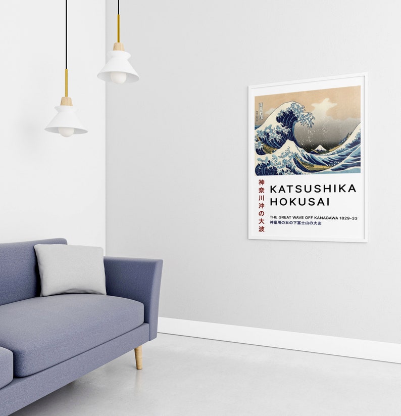 Katsushika Hokusai the Great Wave Exhibition Poster Japanese Etsy