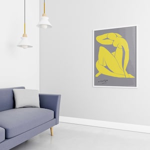 Henri Matisse Poster, Blue Nude II, PANTONE Color of the Year 2021, Illuminating, Ultimate Grey, Yellow on Grey, French Art image 3