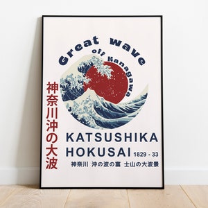 Katsushika Hokusai Art, The Great Wave Exhibition Poster, Japanese Art Poster High Quality Printable Vintage Art