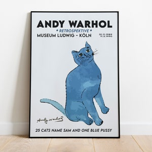 Affiche de l'exposition d'art Andy Warhol, 25 chats s'appellent Sam et une chatte bleue, affiche de chat, art vintage, affiche d'animaux, oeuvre d'art imprimable de haute qualité