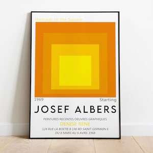 Josef Albers Vintage Exhibition Poster, Starting 1969 Artwork, Printable Museum Affiche, Geometric Art