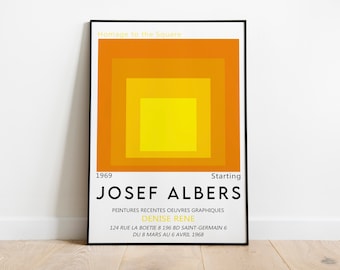 Josef Albers Vintage Ausstellungsposter, ab 1969 Kunstwerk, druckbares Museum Affiche, Geometrische Kunst