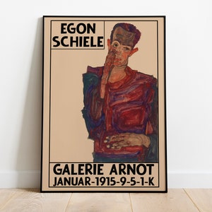Egon Schiele Self Portrait Exhibition Print, Egon Schiele Art Poster, Vintage High Quality Printable