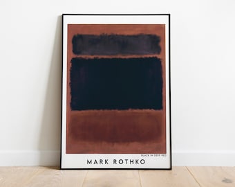 Mark Rothko Vintage Exhibition Poster, Mark Rothko Print, Black in Deep Red, Modern Art, Printable High Quality Mark Rothko Poster