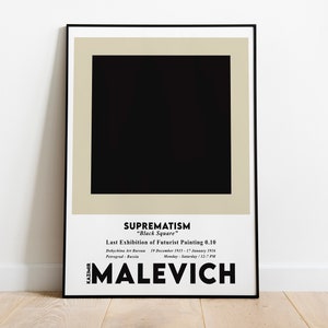 Kazimir Malevich Exhibition Poster, Malevich Suprematism , Black Square Print, Printable Kazimir Malevich, High Quality Digital Download image 1