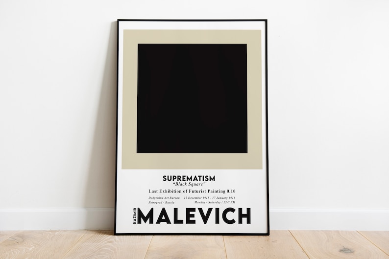 Kazimir Malevich Exhibition Poster, Malevich Suprematism , Black Square Print, Printable Kazimir Malevich, High Quality Digital Download image 1