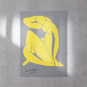Henri Matisse Poster, Blue Nude II, PANTONE Color of the Year 2021, Illuminating, Ultimate Grey, Yellow on Grey, French Art image 5
