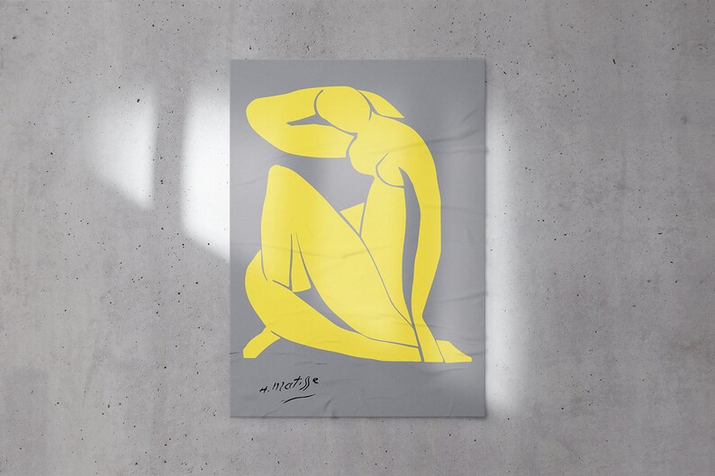 Henri Matisse Poster, Blue Nude II, PANTONE Color of the Year 2021, Illuminating, Ultimate Grey, Yellow on Grey, French Art image 5