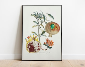 Salvador Dali Pomegranate Art Exhibition Digital Poster, Dali Fruit Watercolor Vintage Printable High Quality, Dali Digital Print