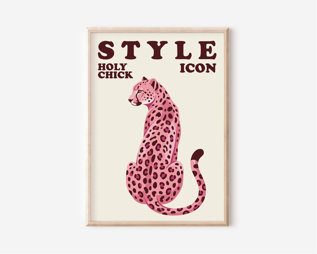 Pink Leopard Wall Art, Preppy Room Decor, Maximalist Cheetah Print ...