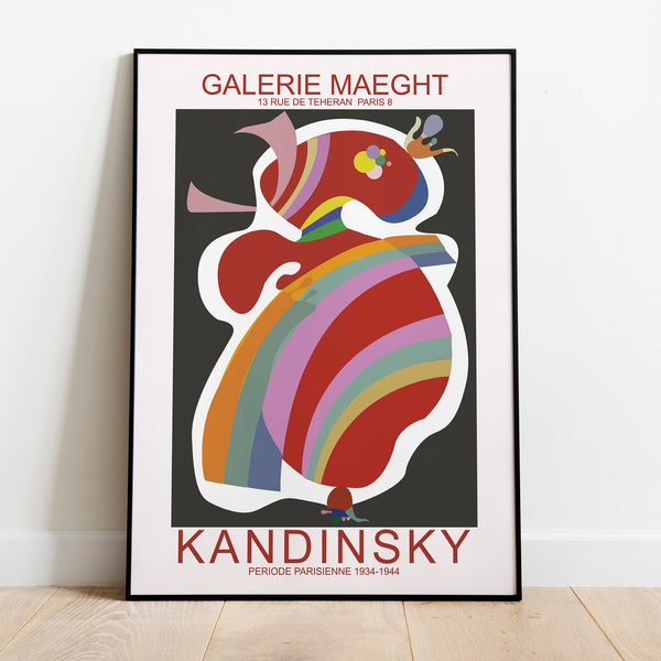 Kandinsky Vintage Art Exhibition Remastered Poster, Red Shape, Forme Rouge, Galerie Maeght, Periode Parisienne
