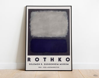 Mark Rothko Exhibition Poster Blue and Grey Painting Art Poster High Quality Printable Vintage Art