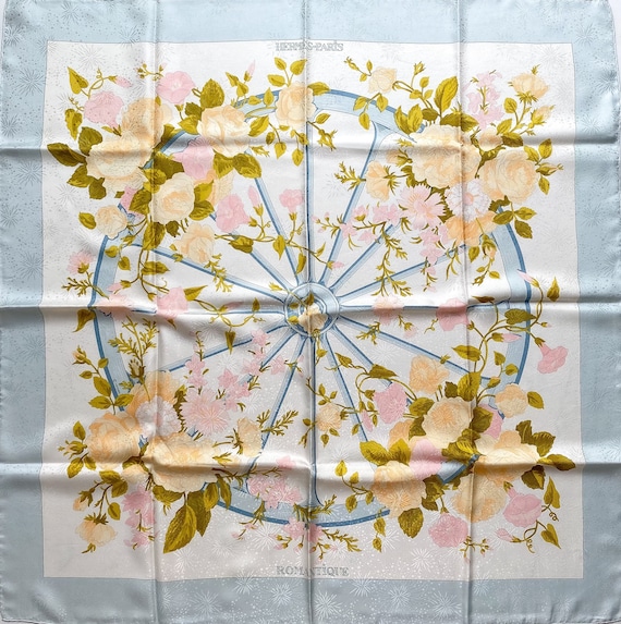 HERMES “Romantique” 100% Jacquard Silk Scarf desi… - image 1