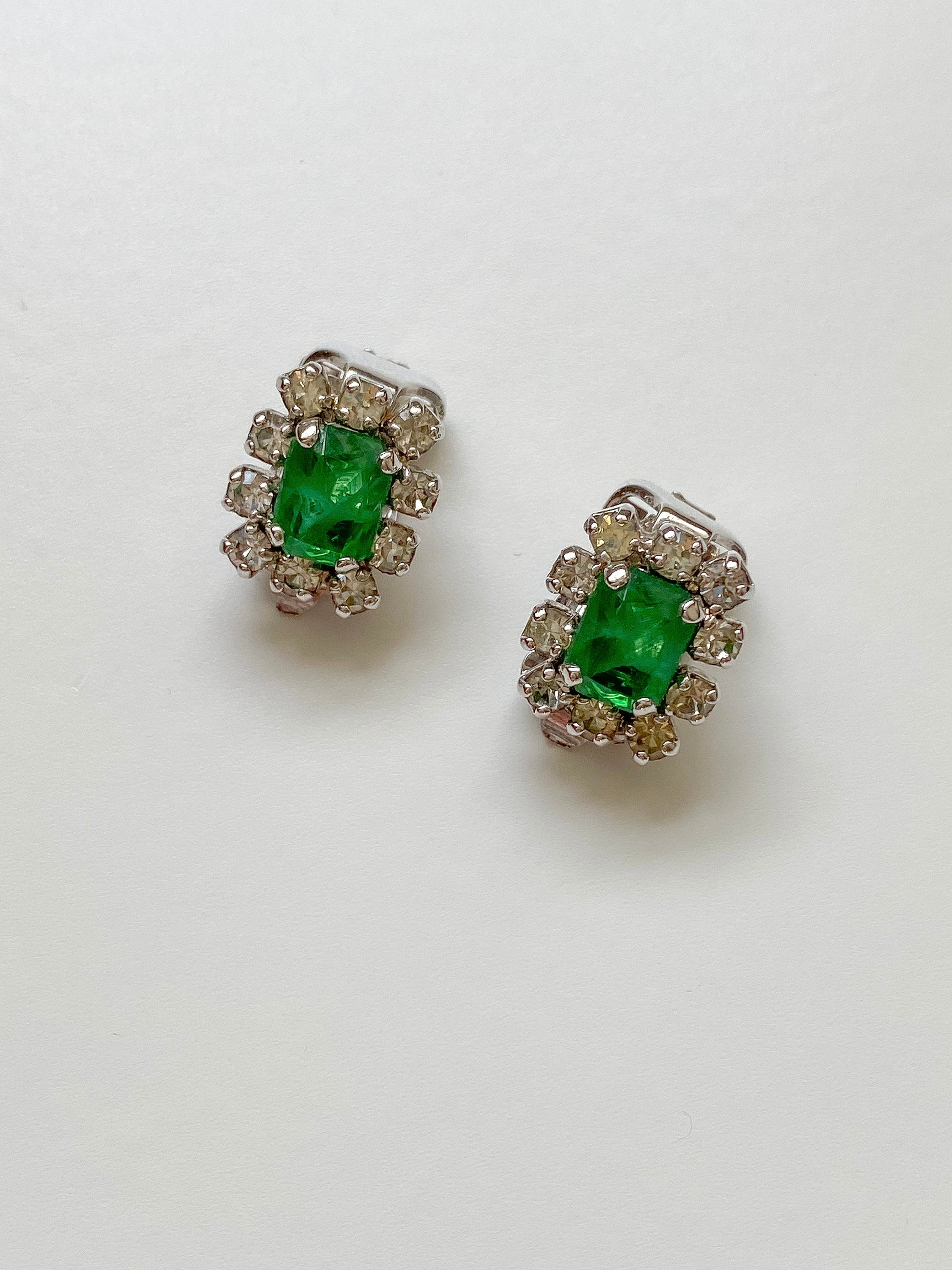 Rare 1976 Christian Dior Emerald Green and Clear Crystal