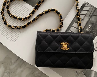 Chanel mini rectangle quilted satin bag with 24ct gold plated hardware and CC turnlock closure, serial sticker attached