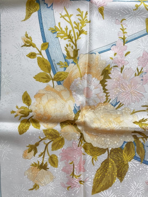 HERMES “Romantique” 100% Jacquard Silk Scarf desi… - image 7