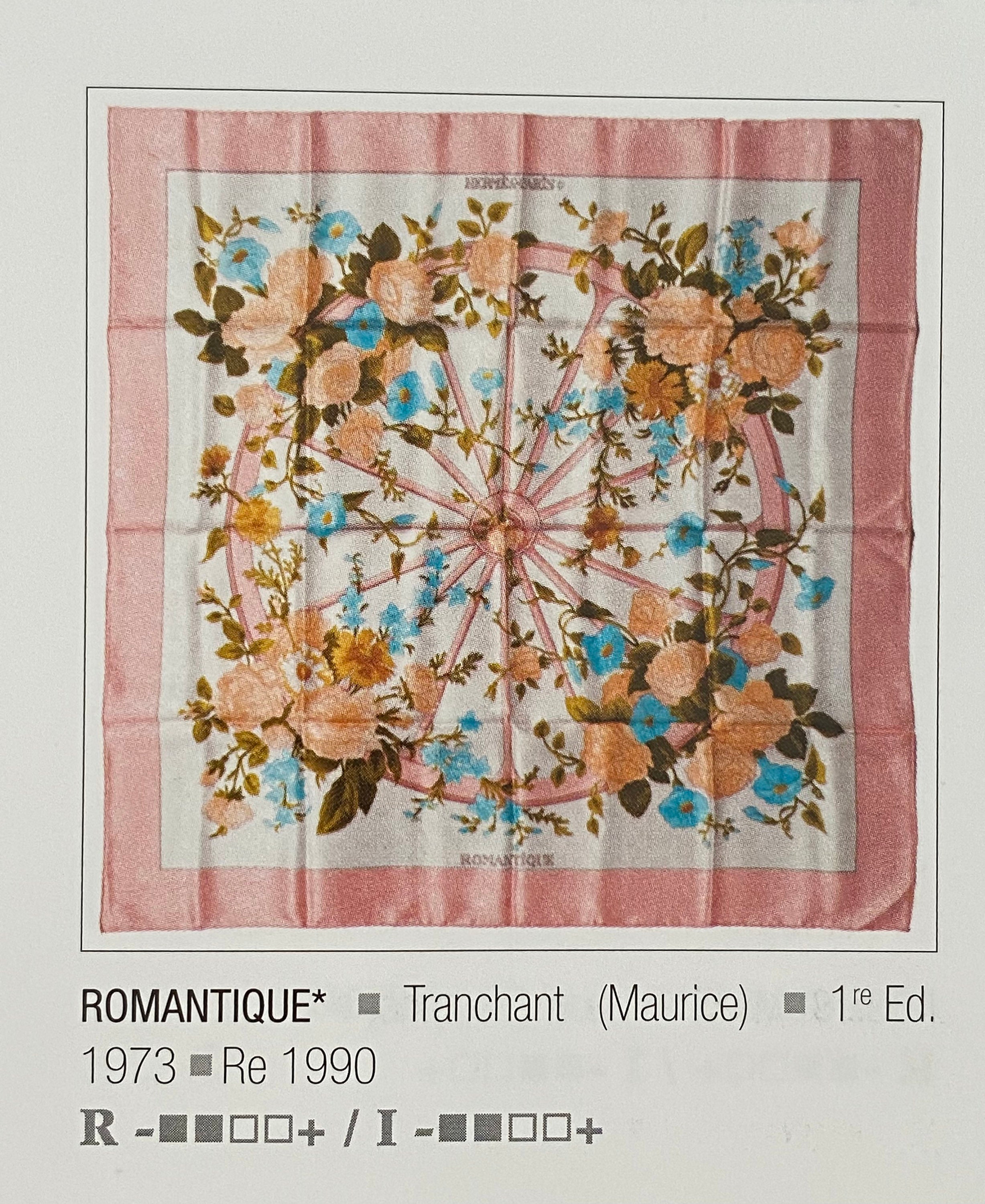 HERMES “romantique” 100% Jacquard Silk Scarf Designed by Maurice