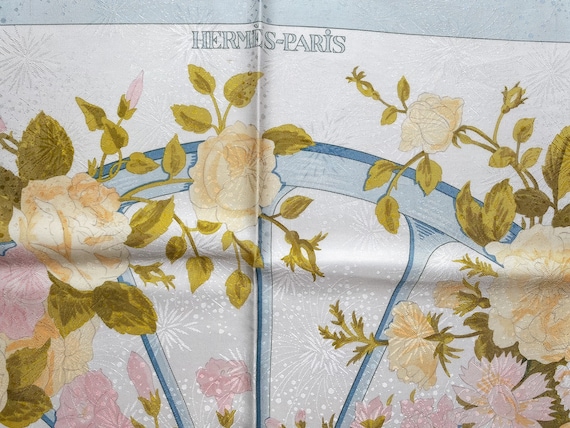 HERMES “Romantique” 100% Jacquard Silk Scarf desi… - image 5