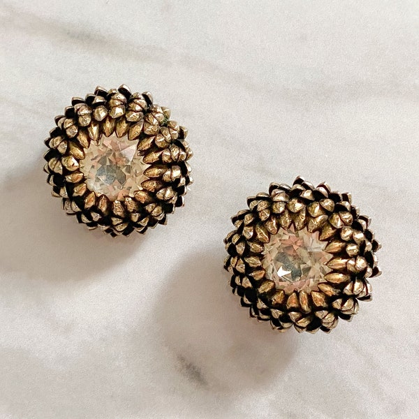 Kramer of N.Y. vintage flower clip-on earrings, 1950’s, signed