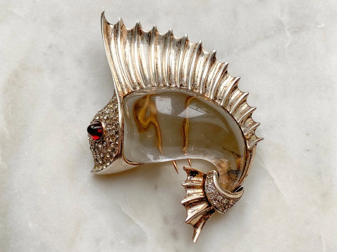 TRIFARI ブローチ TRIFARI Sterling King Crown - Rhinestone JELLY Belly brooch